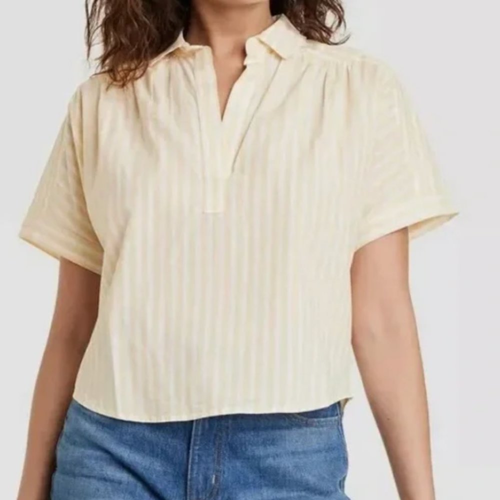 UNIVERSAL THREAD Yellow Striped Blouse- LARGE